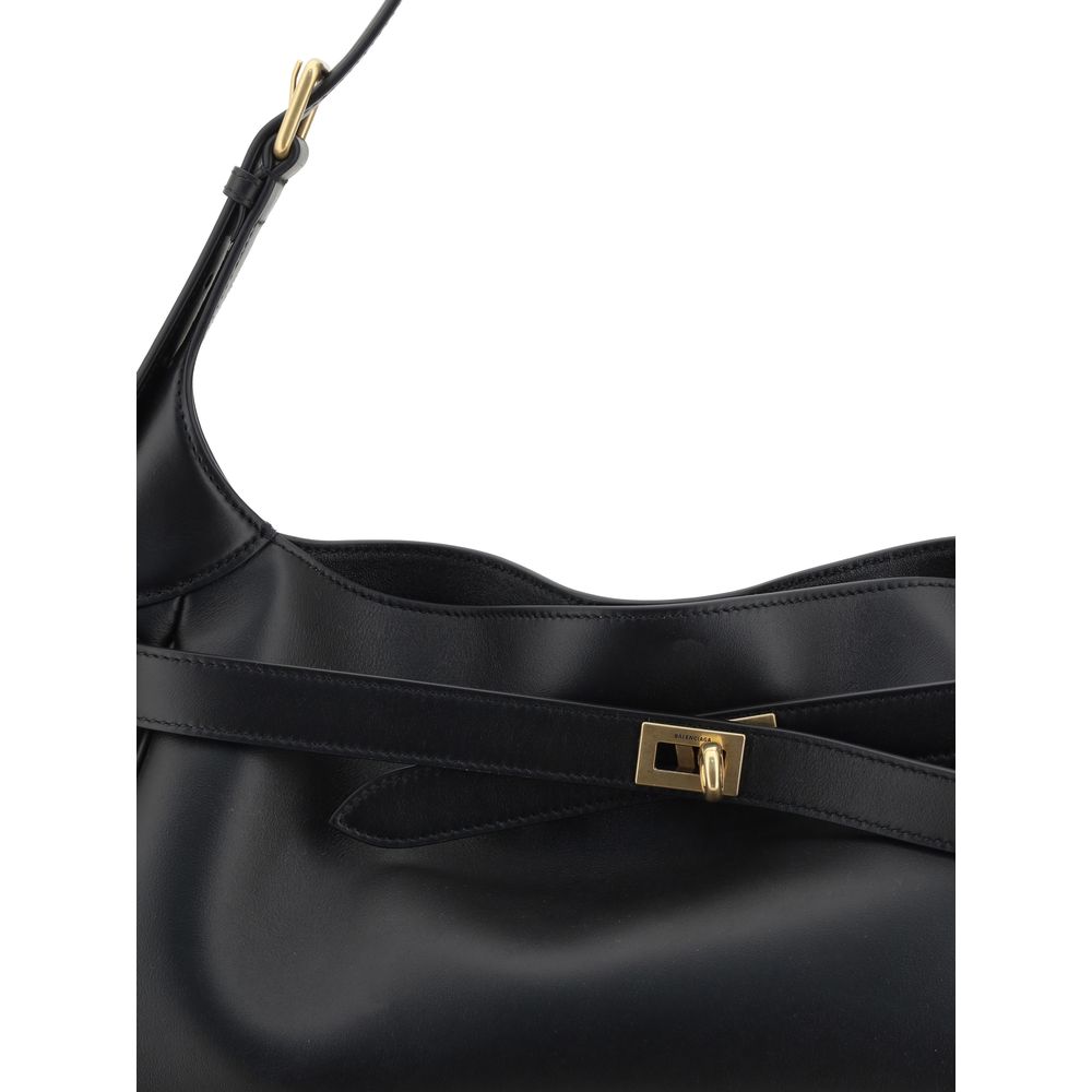 Balenciaga Schwarze Kalbshaut Bos Taurus Schultertasche